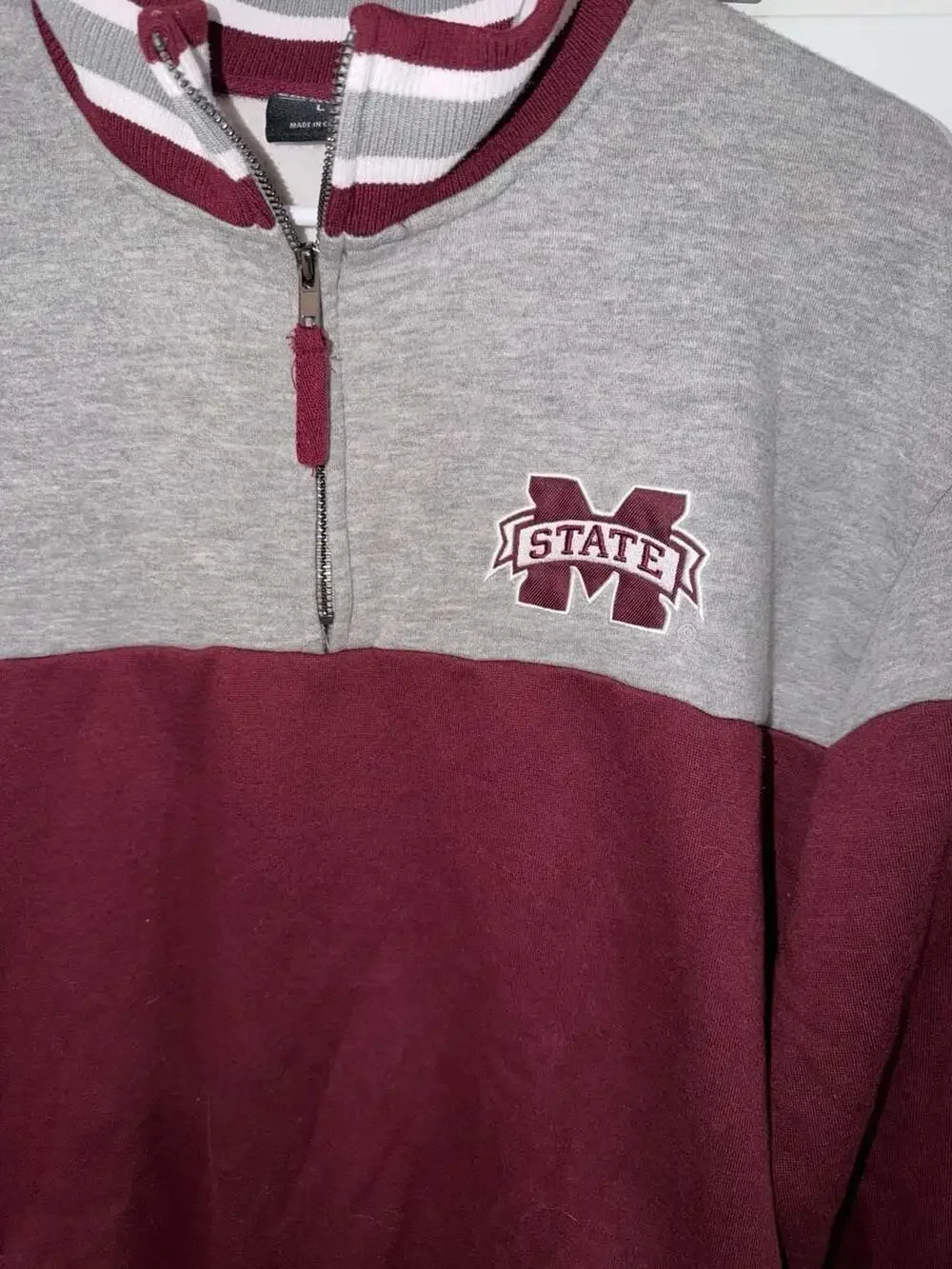 Colosseum Men's Maroon and Gray Mississippi State Bulldogs Quarter-Zip